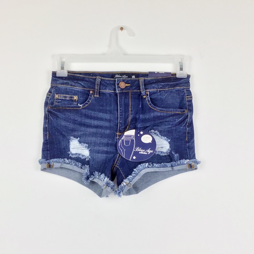 Cut Off Stretch Denim Shorts - Picture 2 of 8
